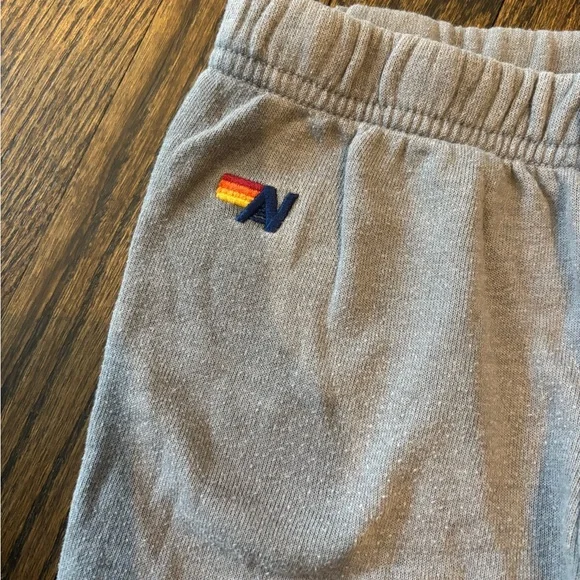 Aviator Nation Chevron Sweatpants in heather grey with a neon rainbow stripe-12 - Picture 2 of 6